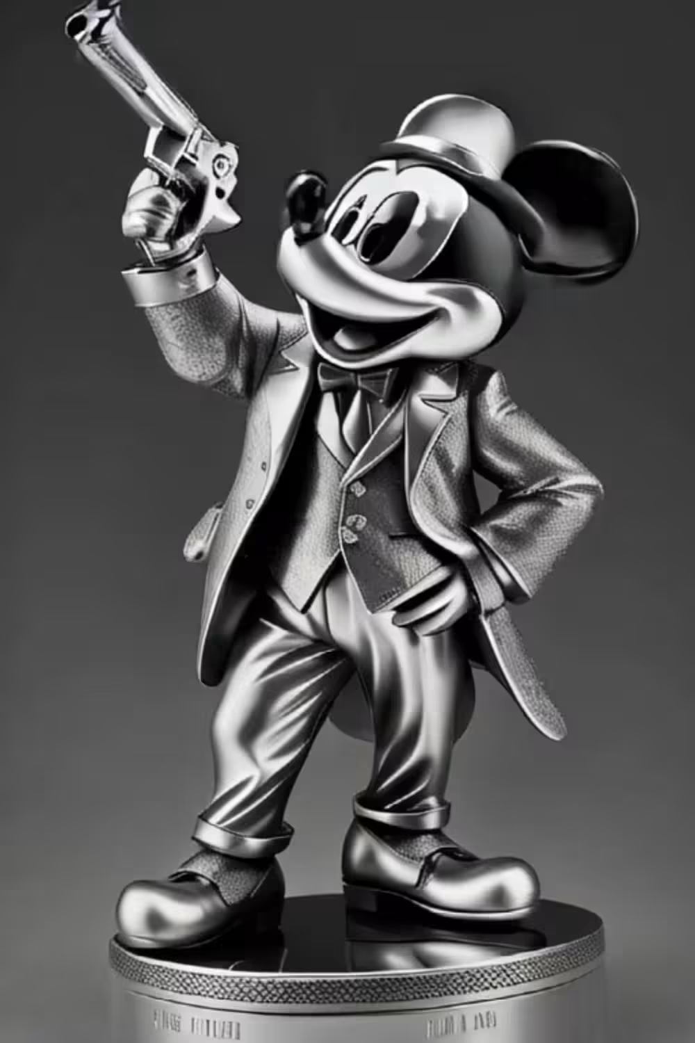 FAMOUS SCULPTURES: Mickey Mouse, The gangster - Silver Sculpture