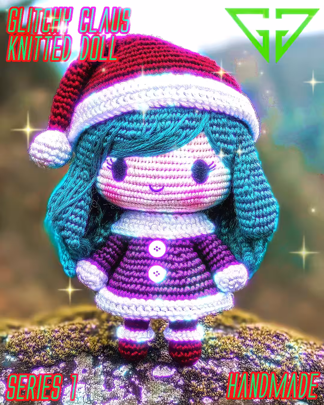 🧶🪡Handmade Glitchy Claus Doll🪡🧶