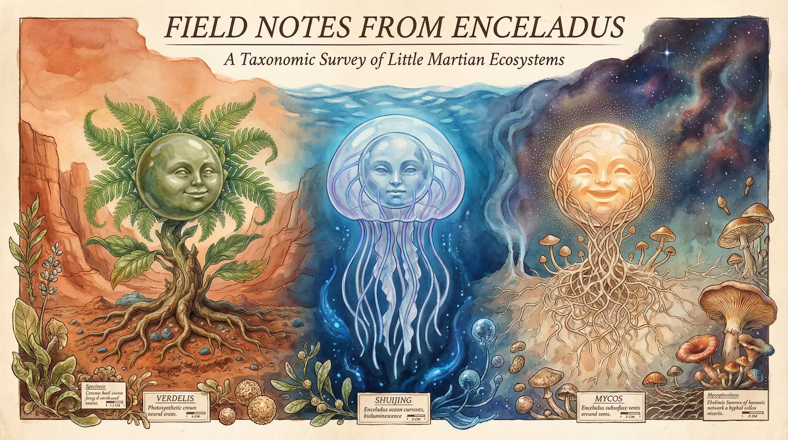 Field Notes from Enceladus: A Taxonomic Survey of Little Martian Ecosystems