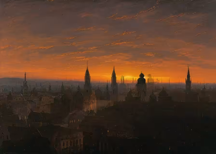Carl Gustav Carus Blick auf Dresden bei Sonnenuntergang