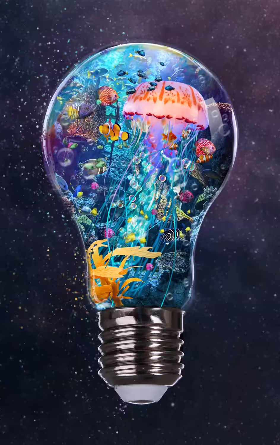 Jellyfish Garden in a Lightbulb - Motion