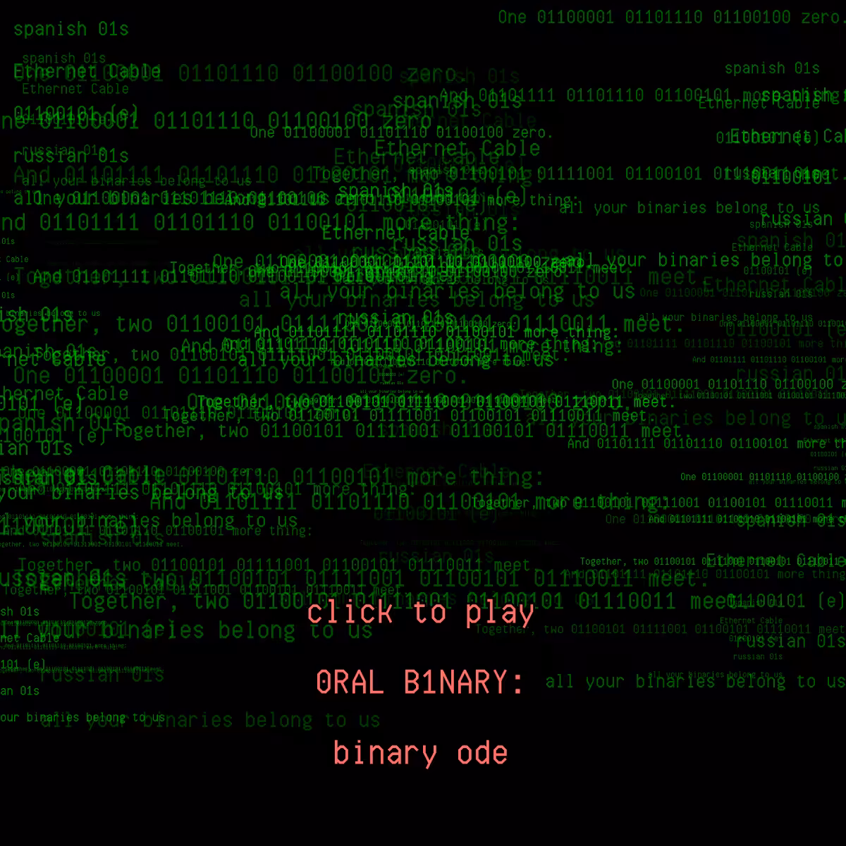 0RAL B1NARY: “BINARY ODE” #192