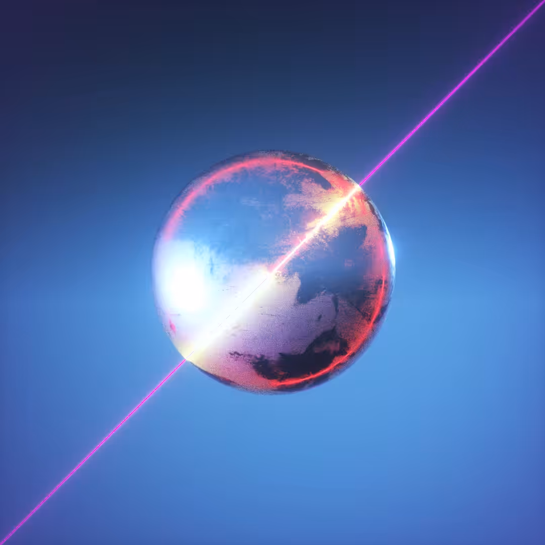 Neon Beams Through Frosted Sphere Animation