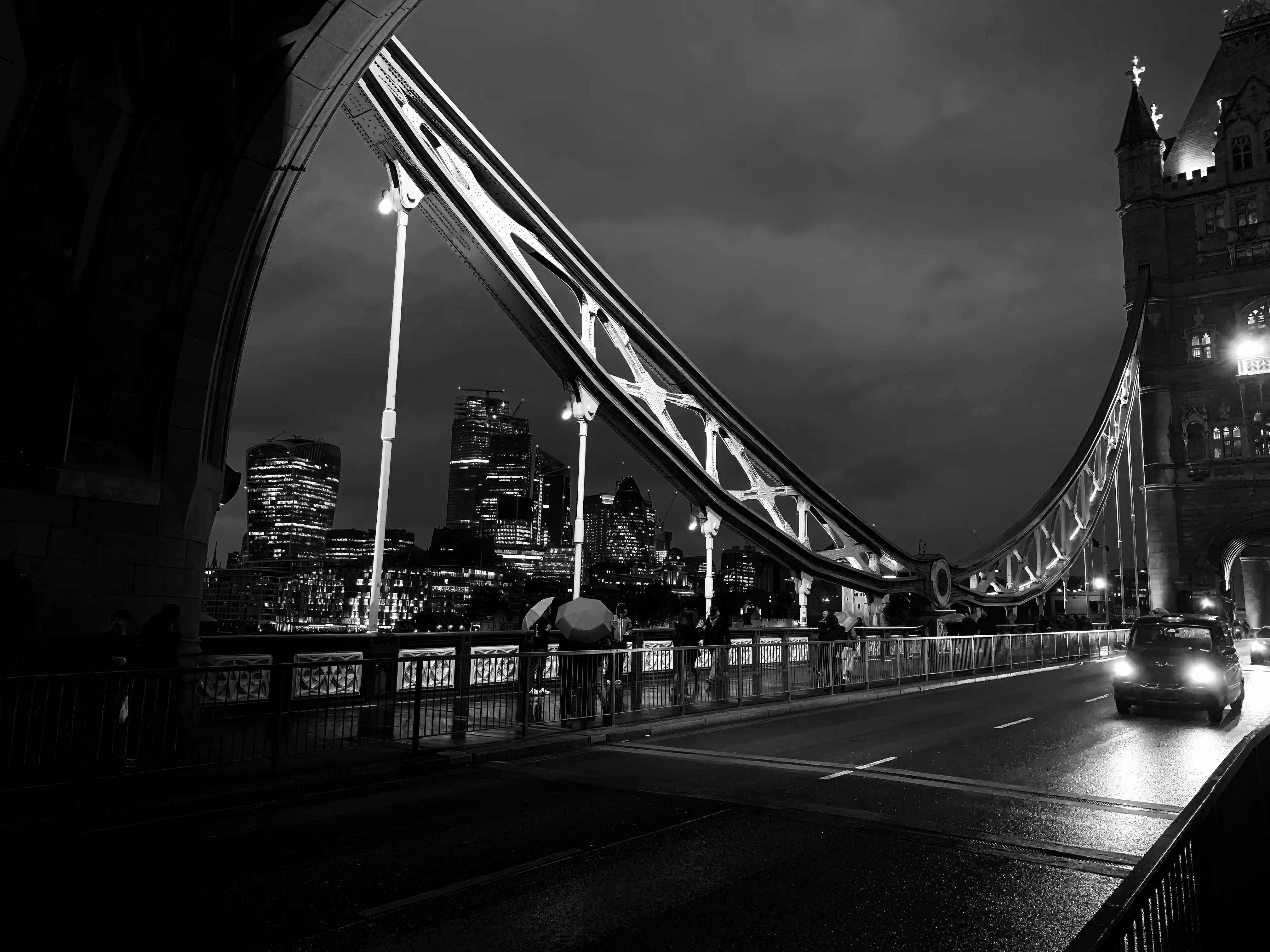 Taxi on Tower Bridge