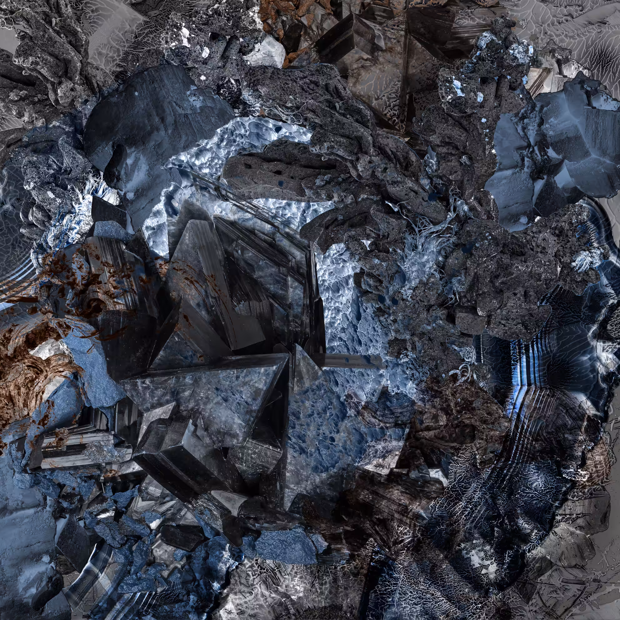 Silver Vivianite Agate Meteorite