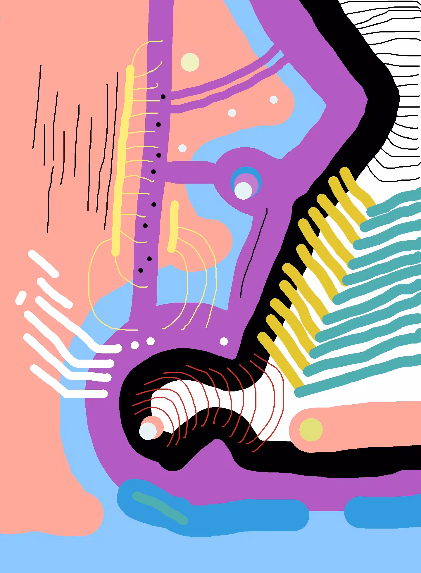 The beginning of style 2 - Stripes and dots: Neuro creature
