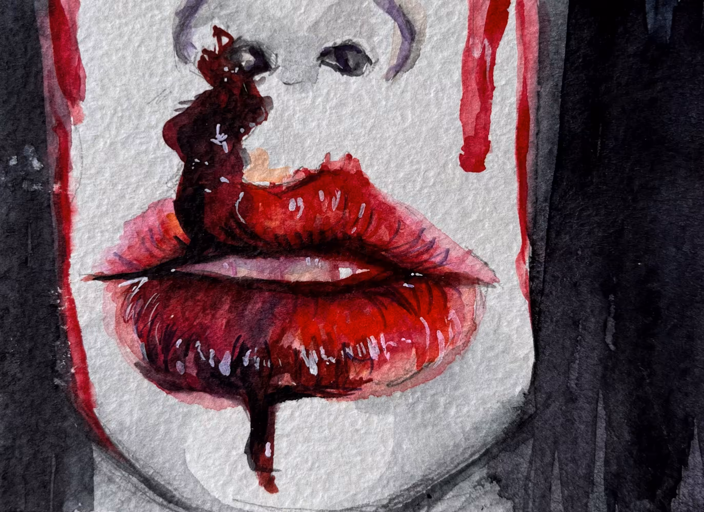 Watercolor lips "Concern"