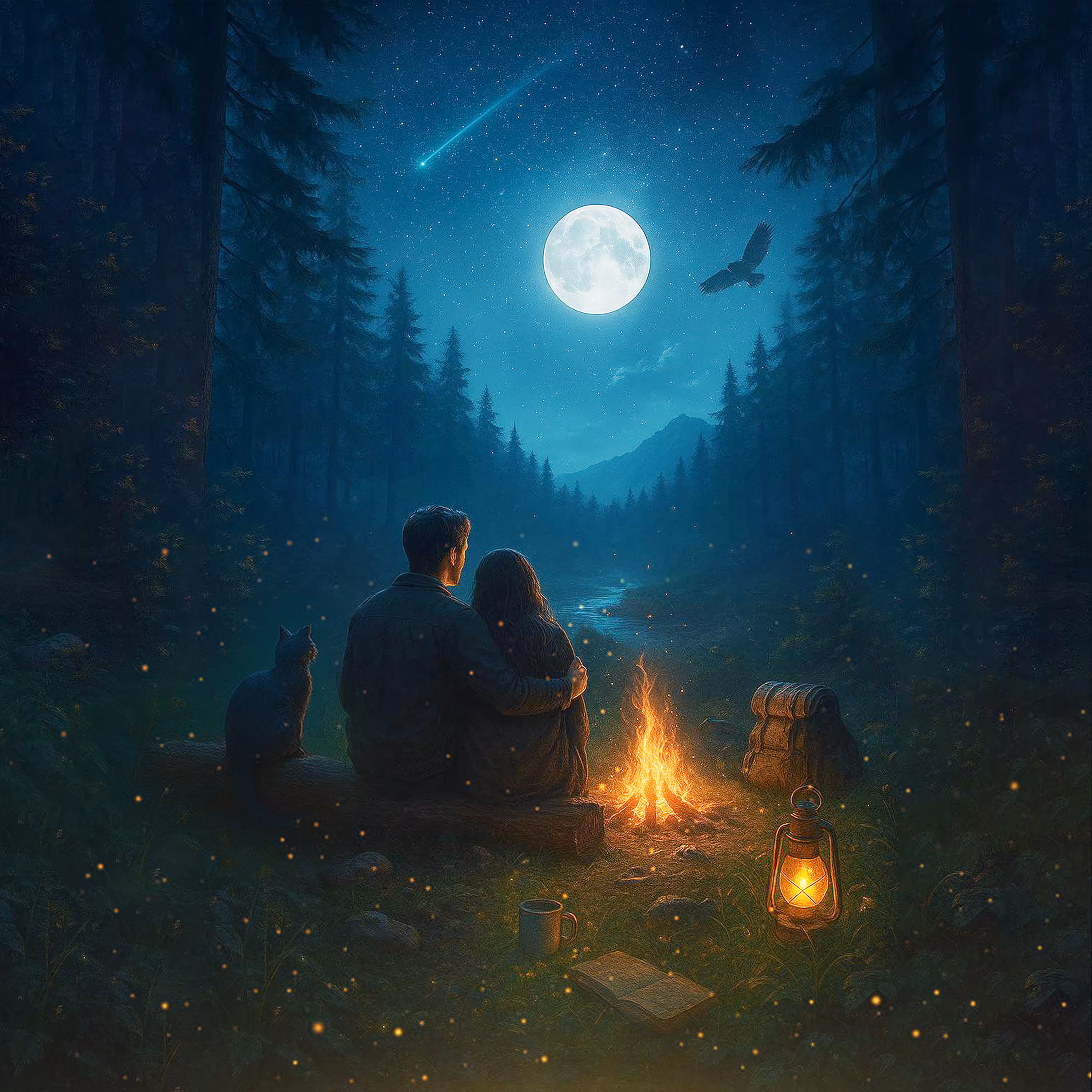 The midnight blue sky 