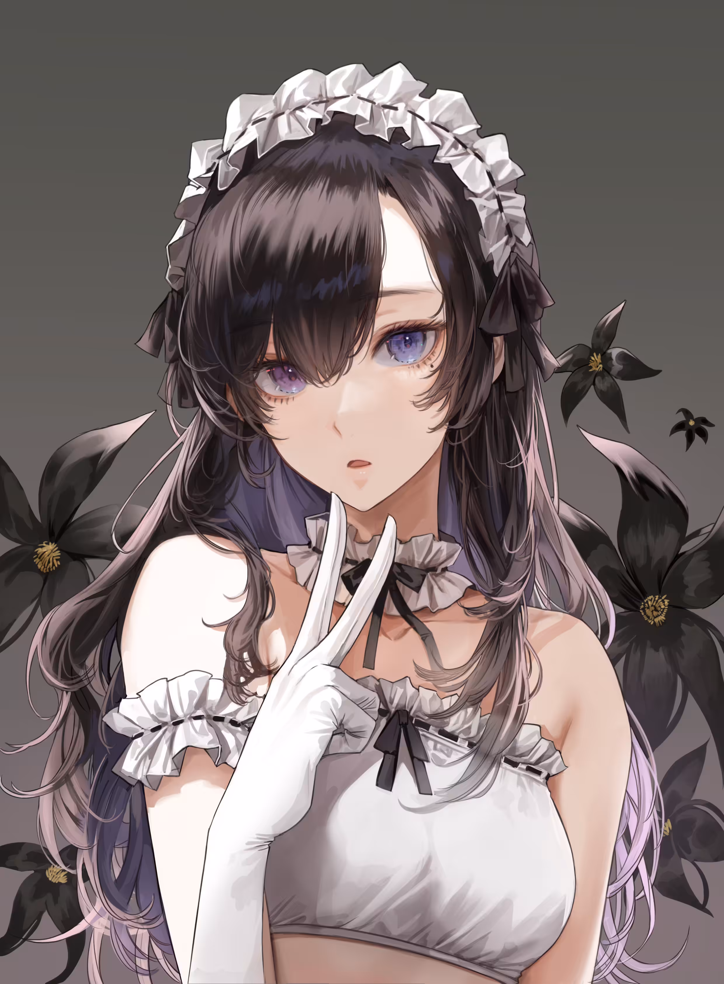 Black flowers.