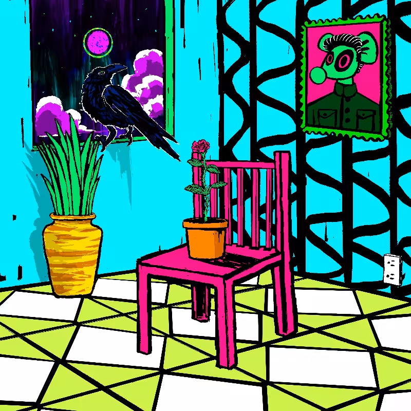 pink chair in the blue room #39
