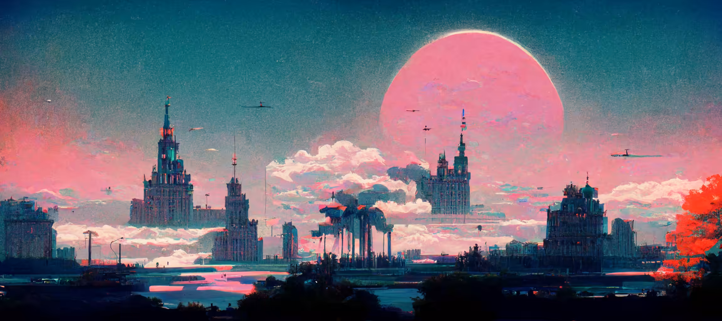 AI Compositions: crimson sunset #15