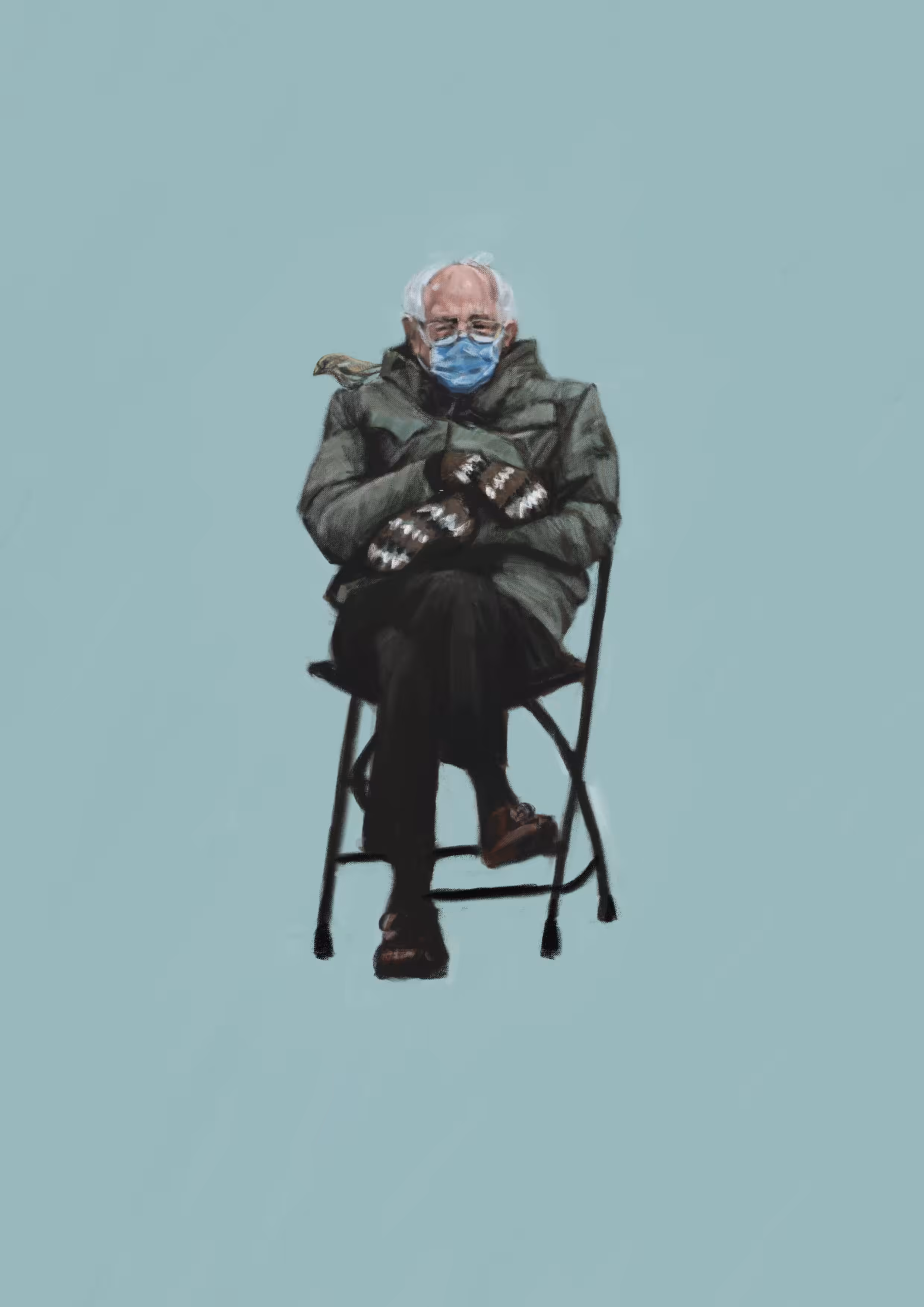 Bernie with a bird 
