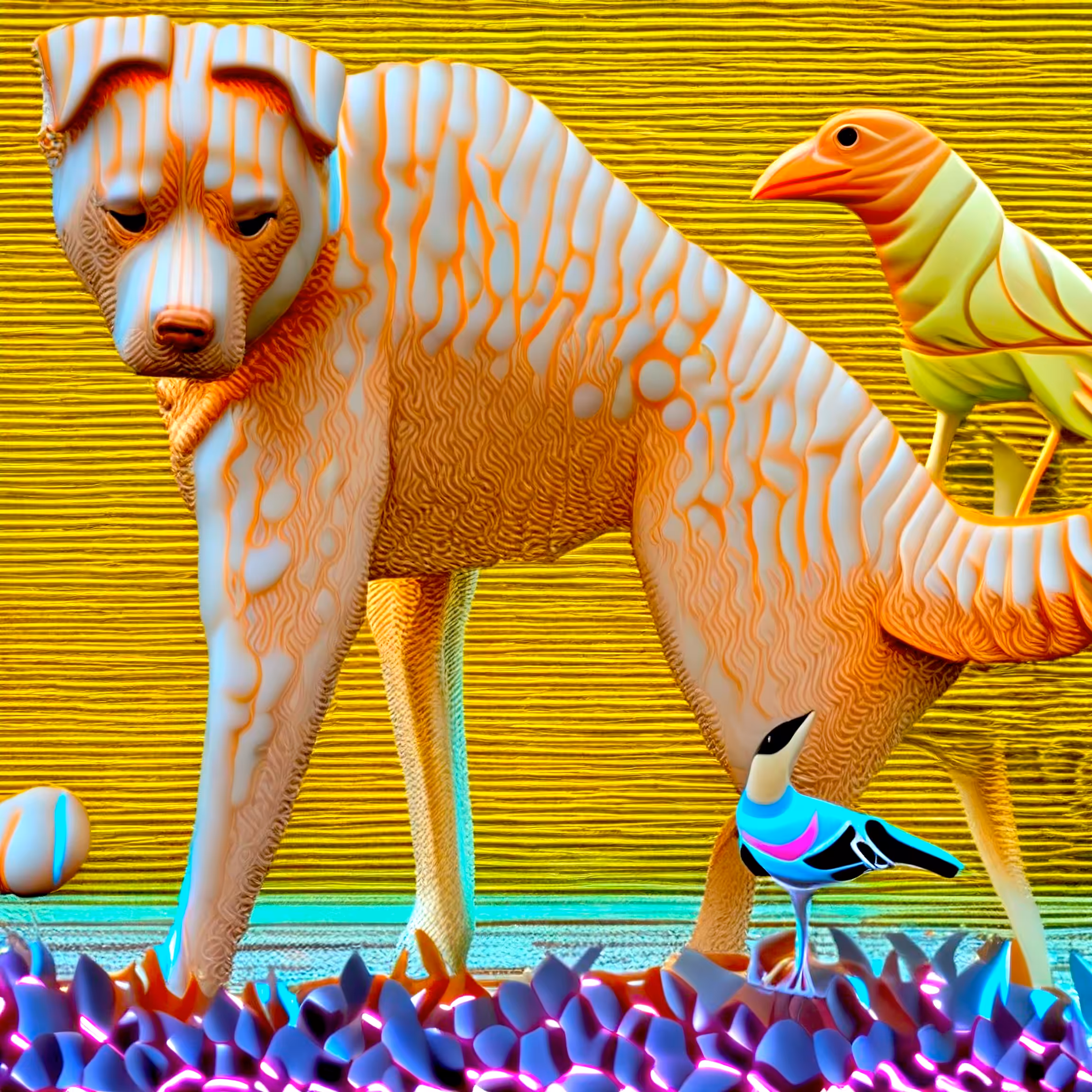 Dog Looking at a Bird