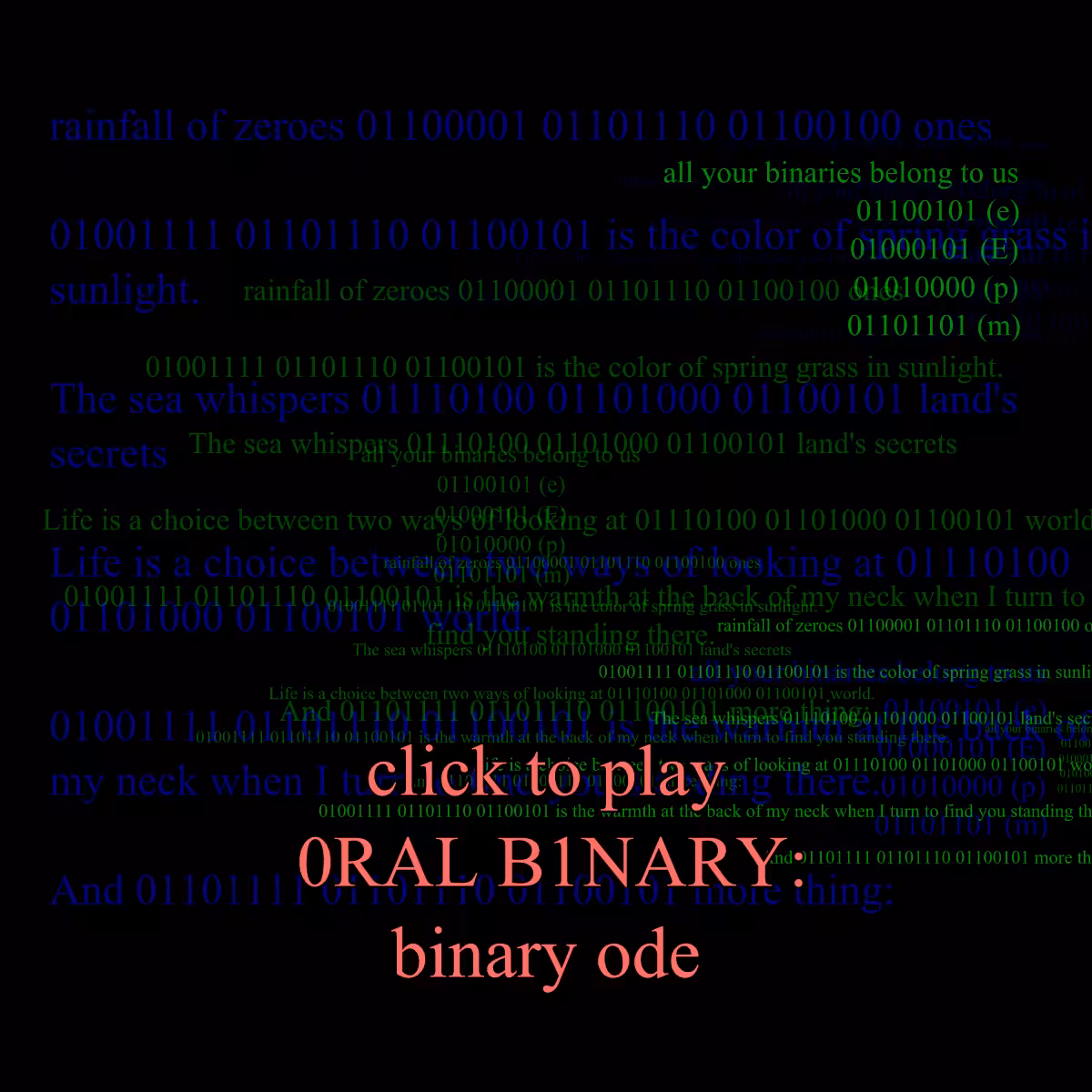 0RAL B1NARY: “BINARY ODE” #176