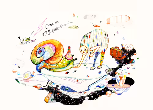 Flower on open sea: Come on my little snail