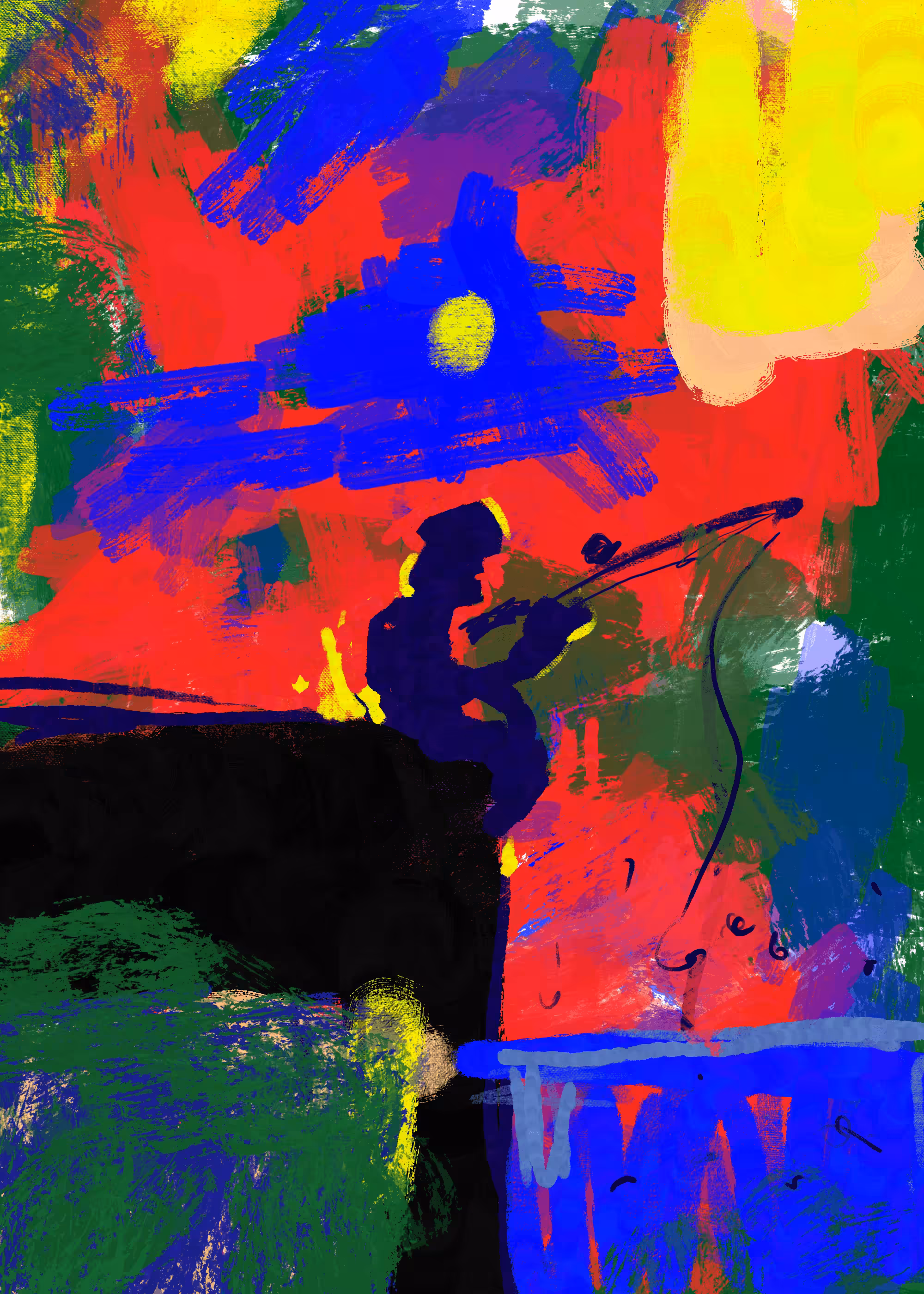 Fishing in Colorful Nature