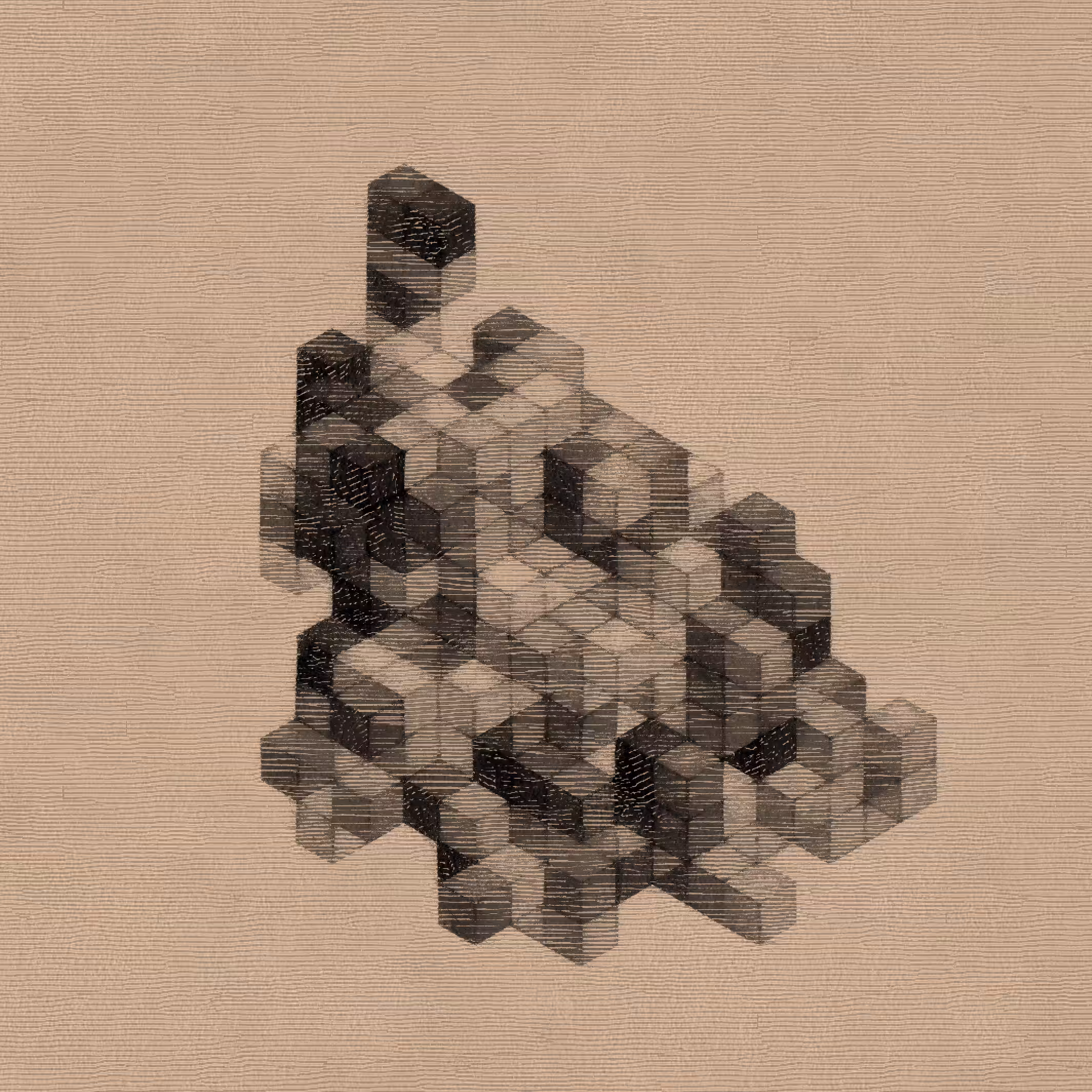 3D Etched Isometric Wooden Cubes