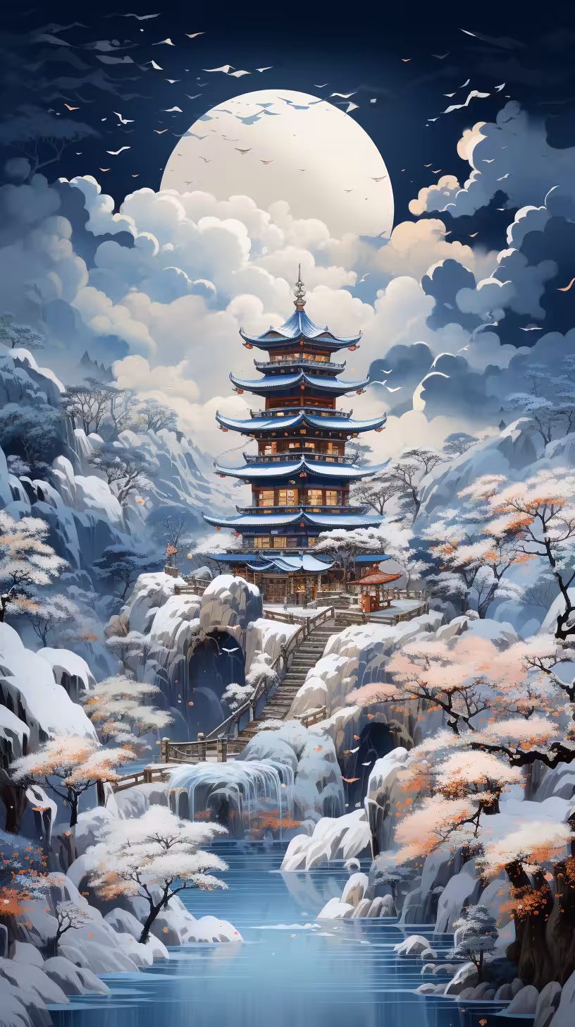 Happy Chinese Town in Winter