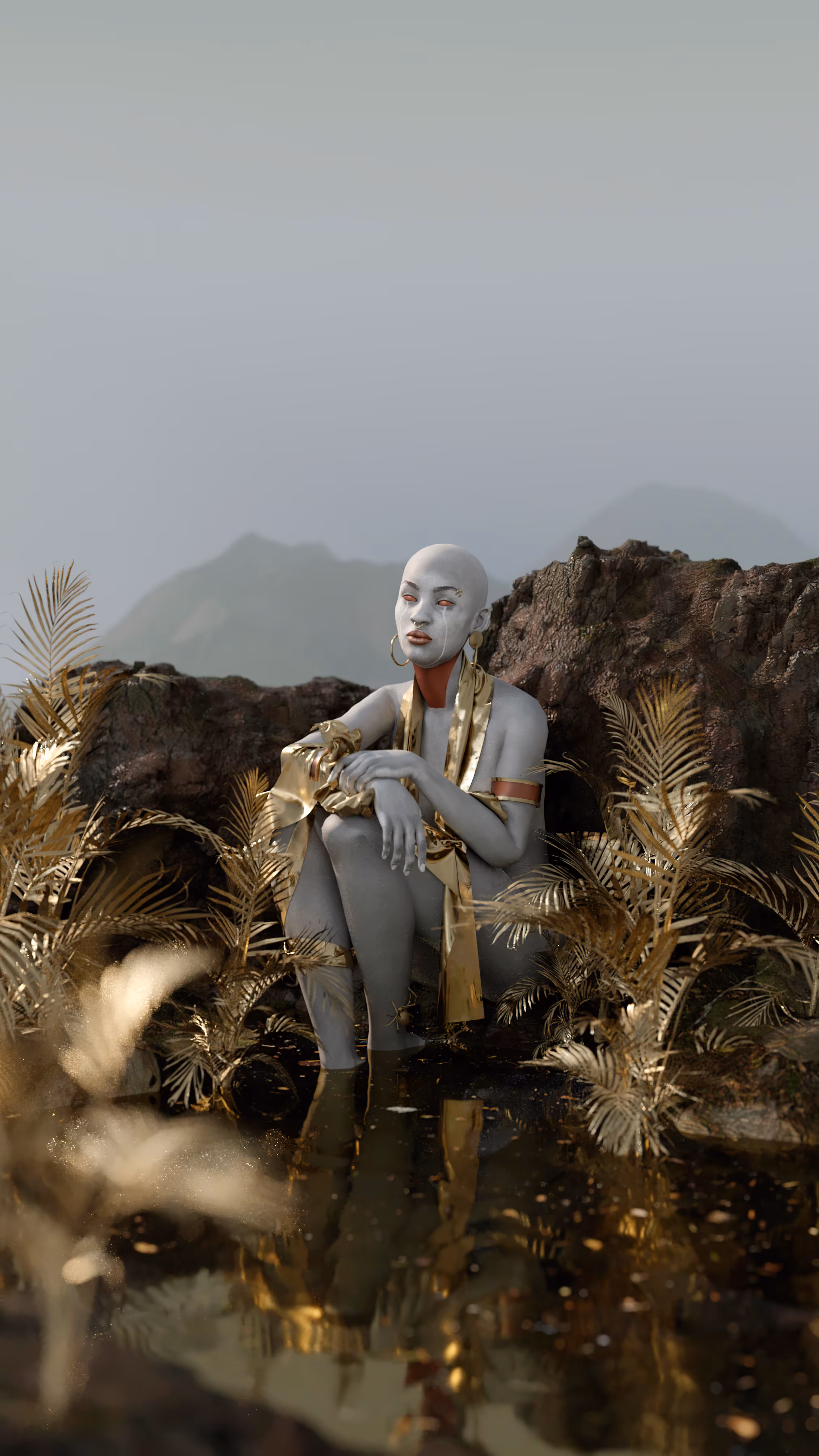 Golden thoughts on a lonely lake