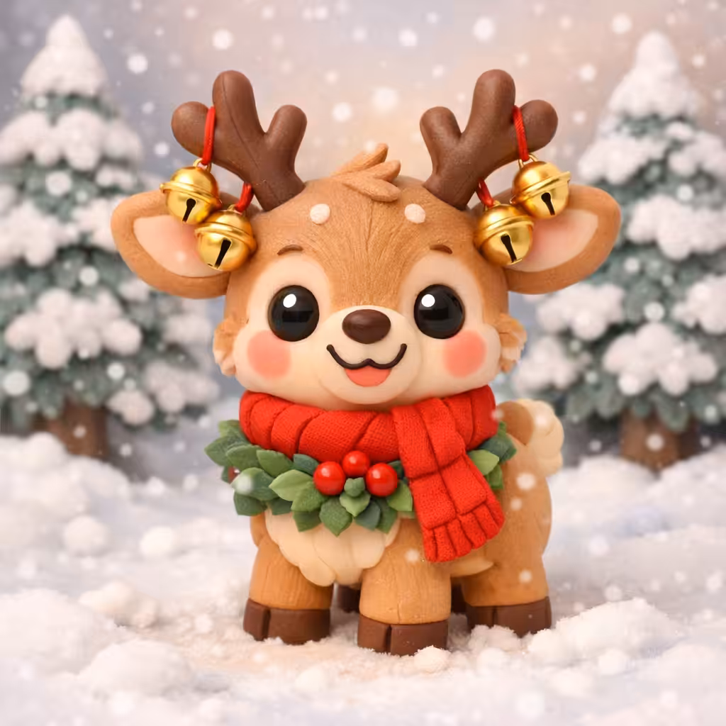 Polymer Clay Reindeer Christmas Artwork