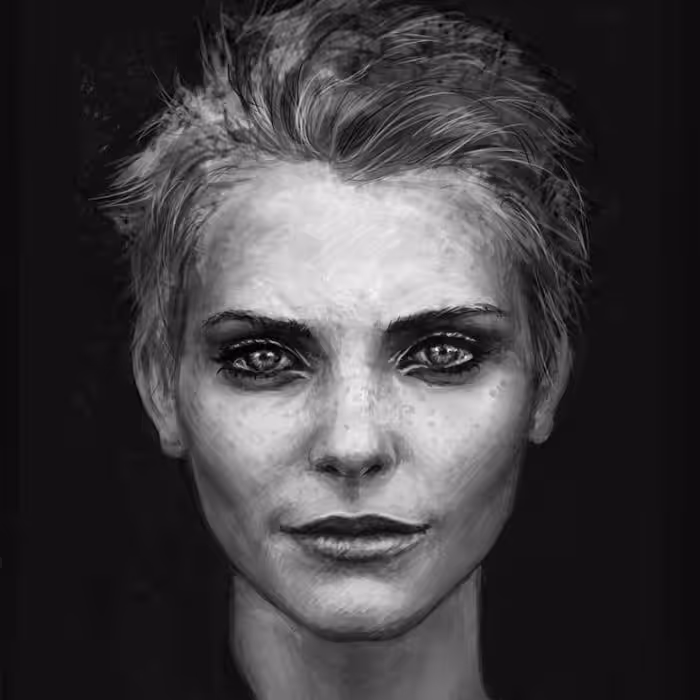 A painting of Nadja Auermann