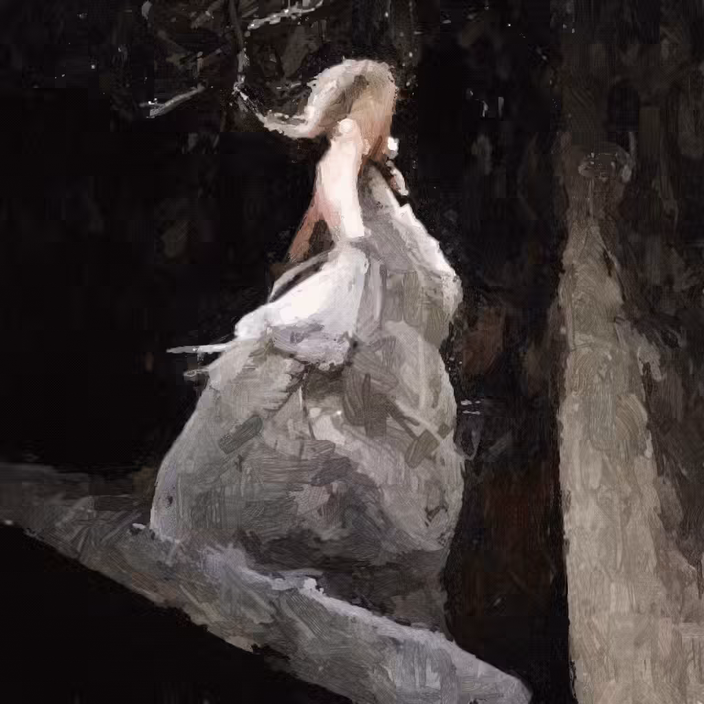 scorpion princess descending the stairs (living)