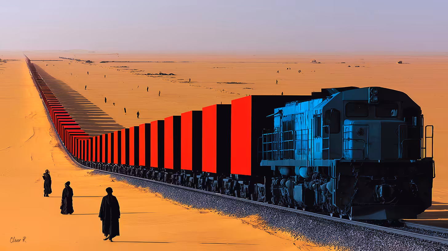 "The desert train" signed by "Oliver R"