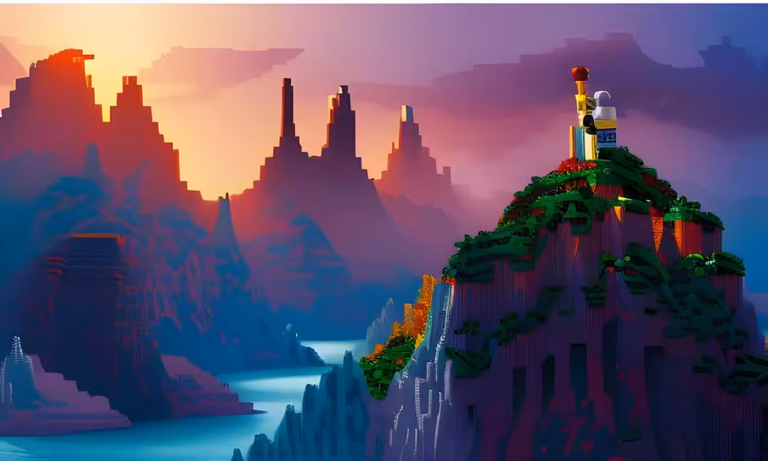 The mysterious wall: Beautiful Pixelation Landscape