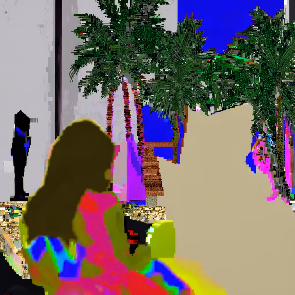 Vibecoder chilling on a balcony contemplating palm trees