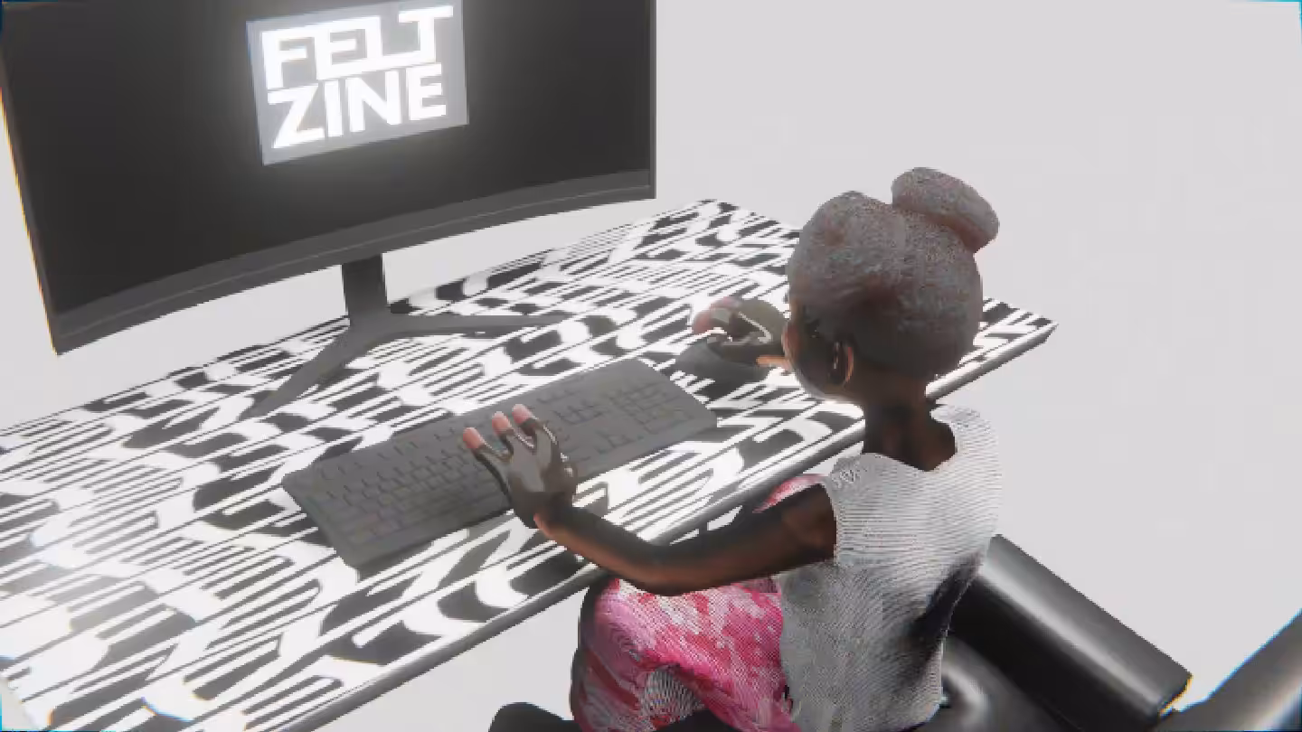 Desktop #284: The Military Brat in the Eames Chair With a Hanging Light and a Old School Monitor on a Pattern Table in The Void