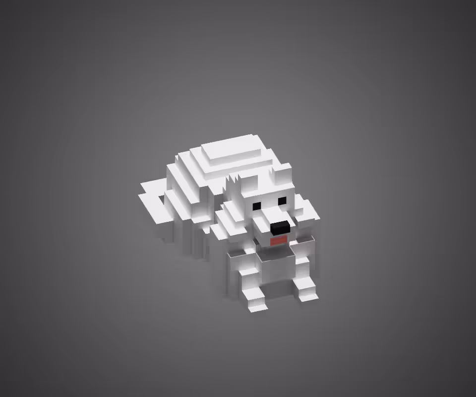 Samoyed Dog (glb, voxel)