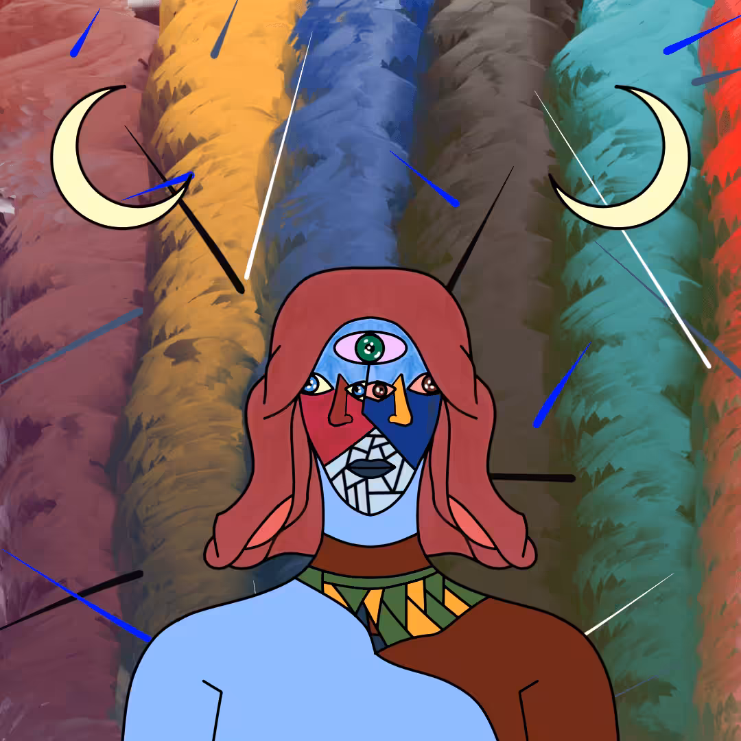 Abstract moon and man