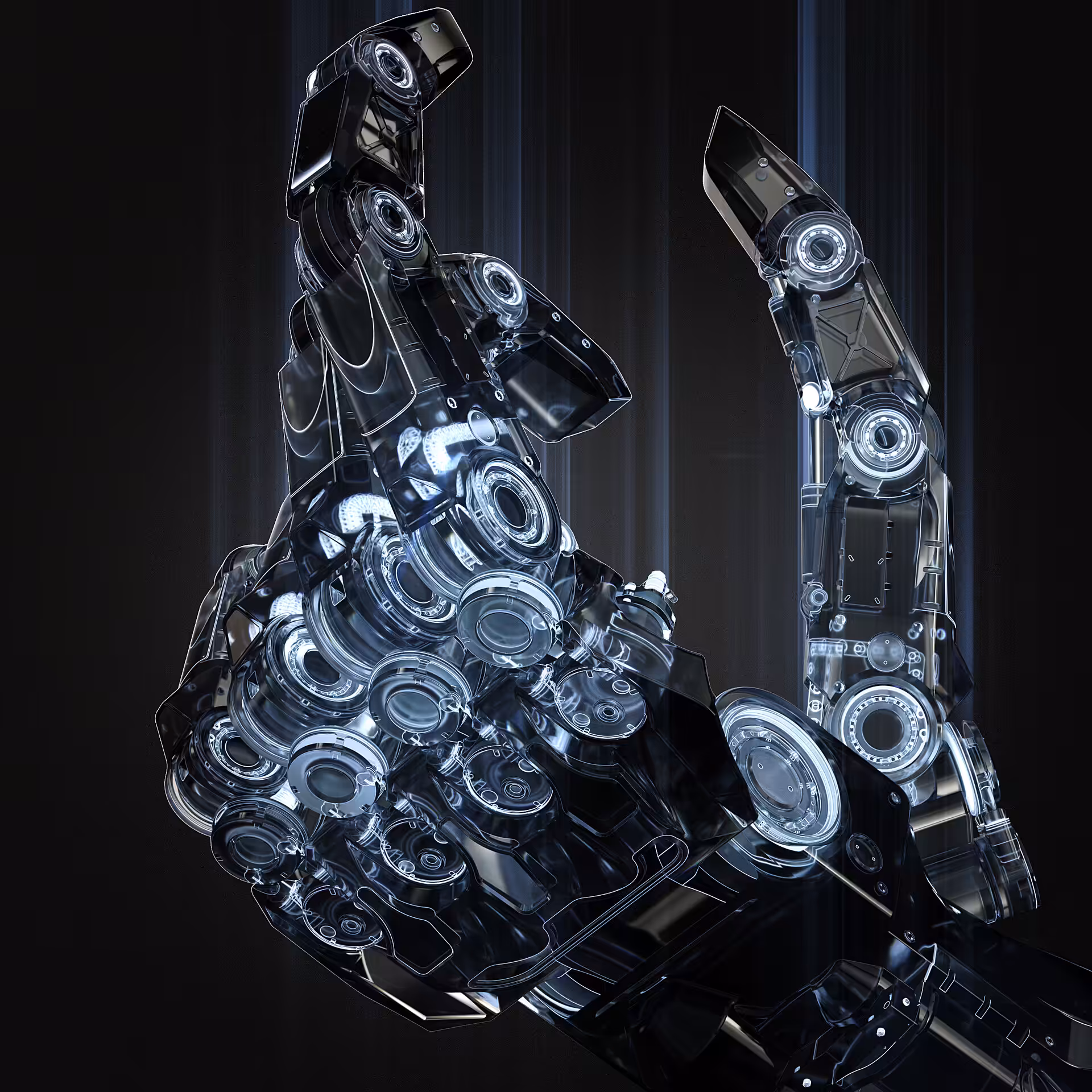 Falling Robot Hand (Cyberpunk  Xray Style)