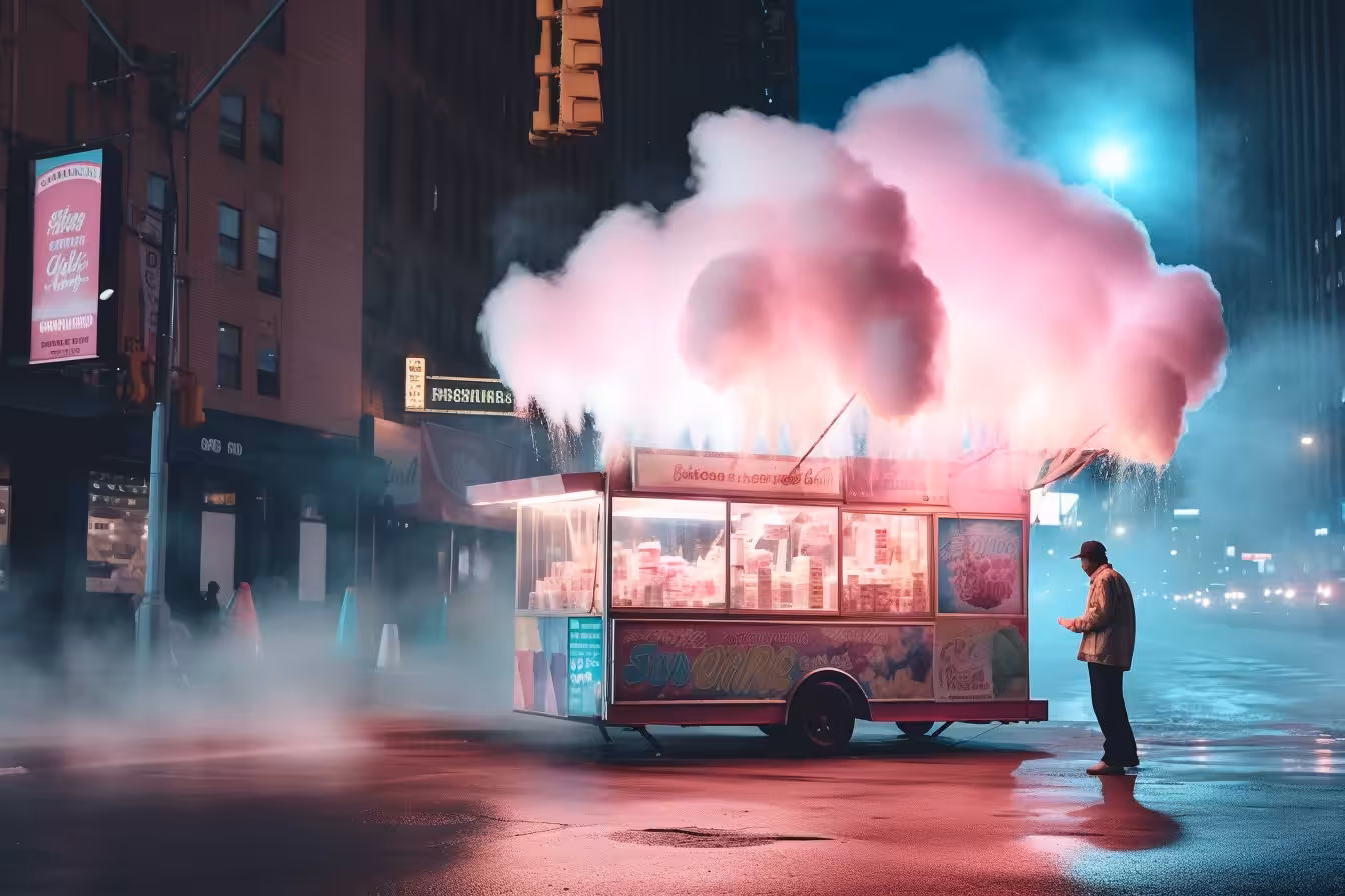 The giant cotton candy seller