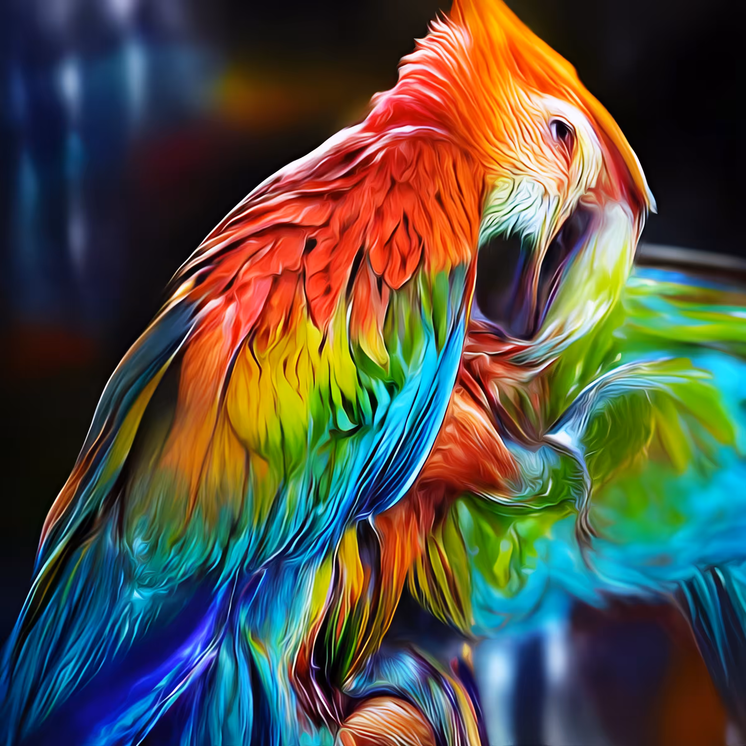 AI-Scarlet Macaw On His Perch