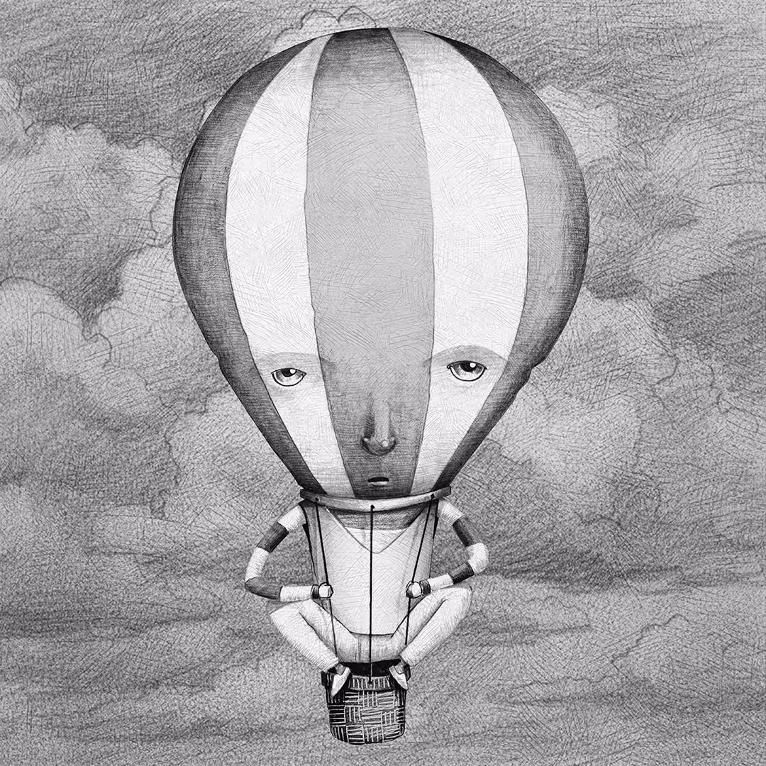 HOT AIR BALLOON Grayscale