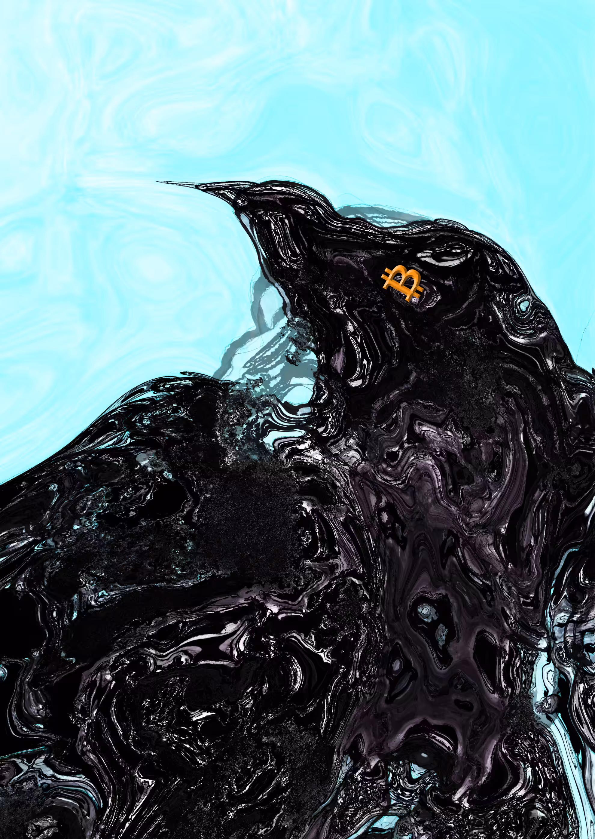 Black Sparrow Flowing to the Moon