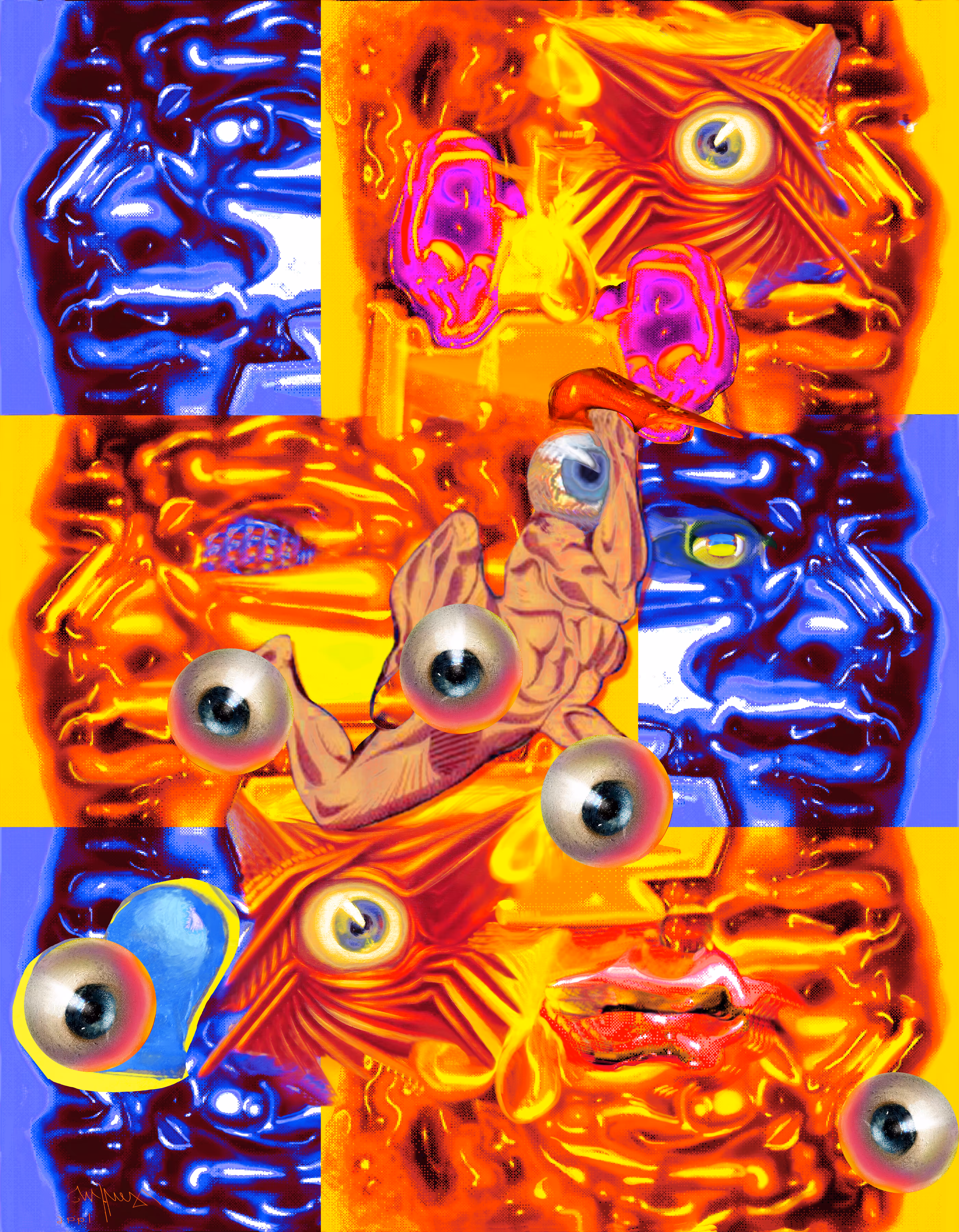 Bicéphale: TOTEM Bicéphale Collection (ww3) Hiding Lilliput #001B.1b0c - Série Digital(e) Portrait