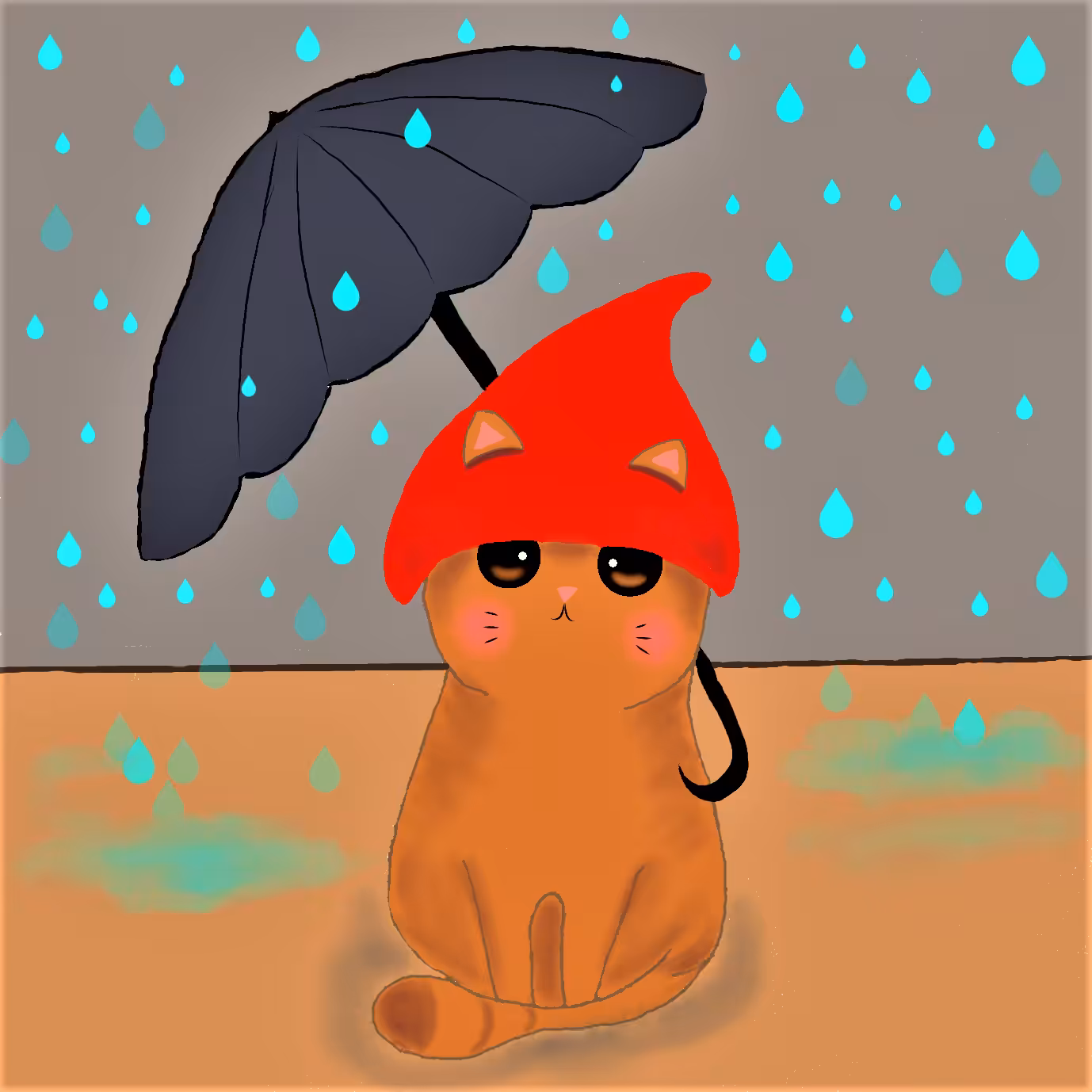 Kitty in the rain