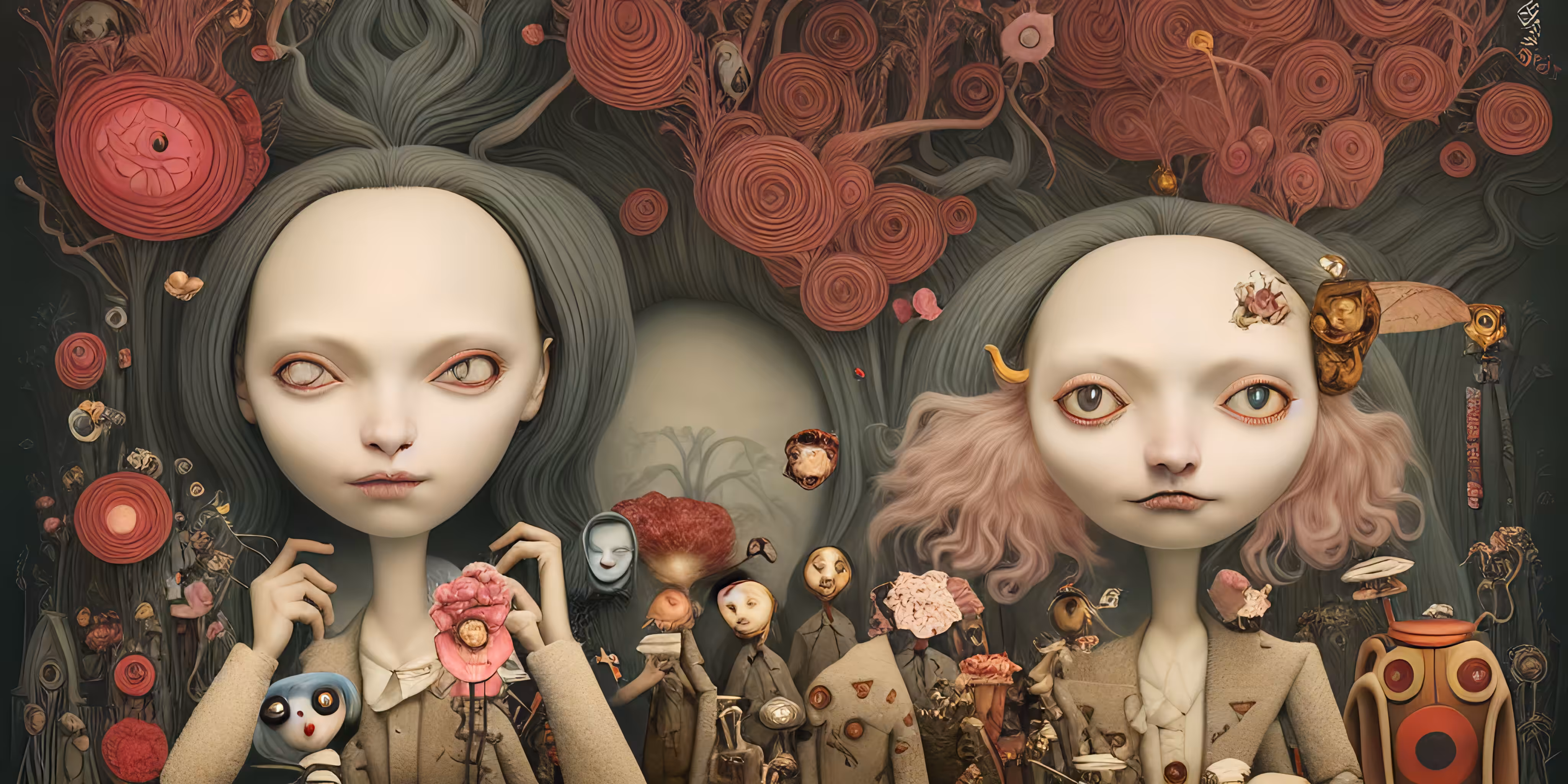Mysterious ladies imagining their reality
