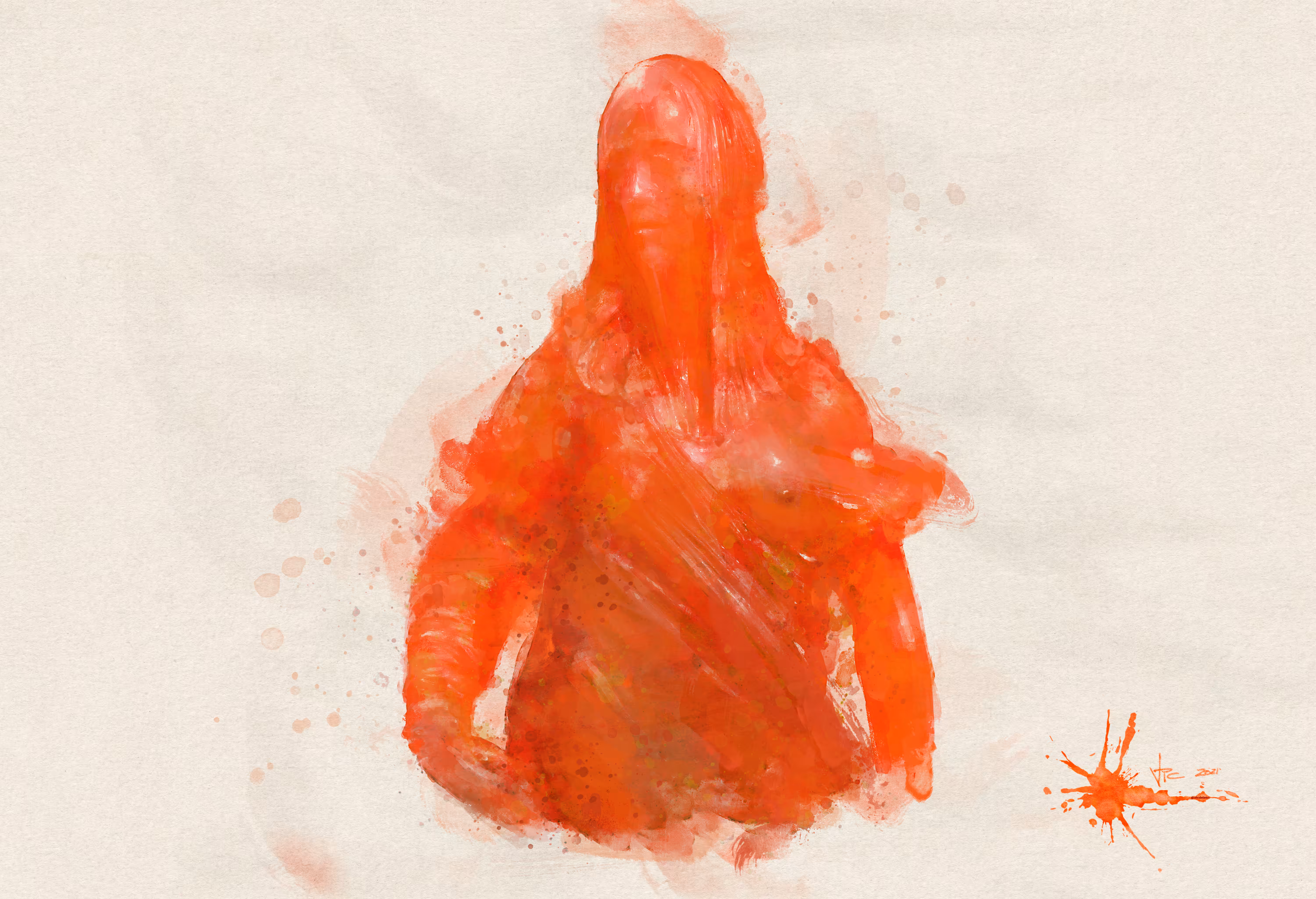 Lady Veiled in Blood Painting #2- Digital Watercolor by @VicDeLeon