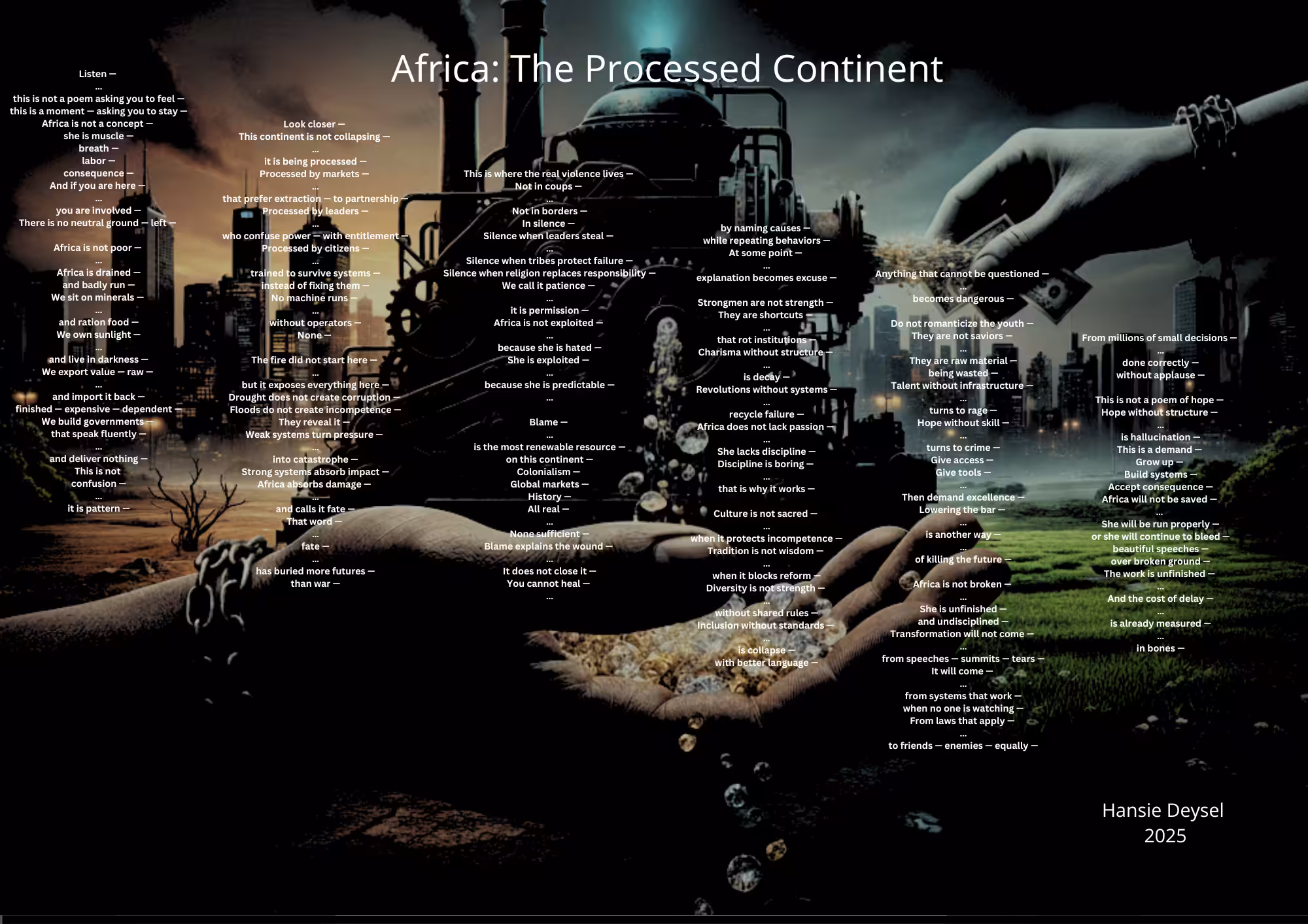 My collection of poems: Africa: The Processed Continent 