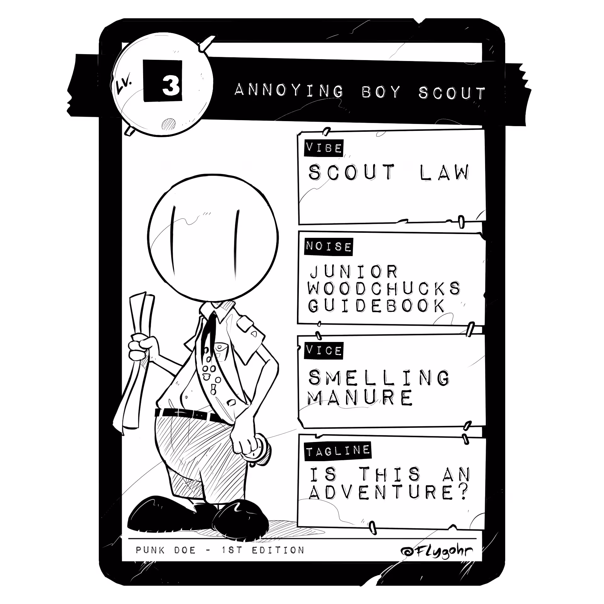 ANNOYING BOY SCOUT | Original Villain Card | 1st ED.
