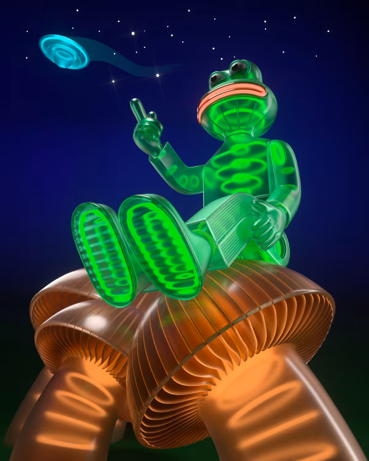 Pepe on a Mushroom