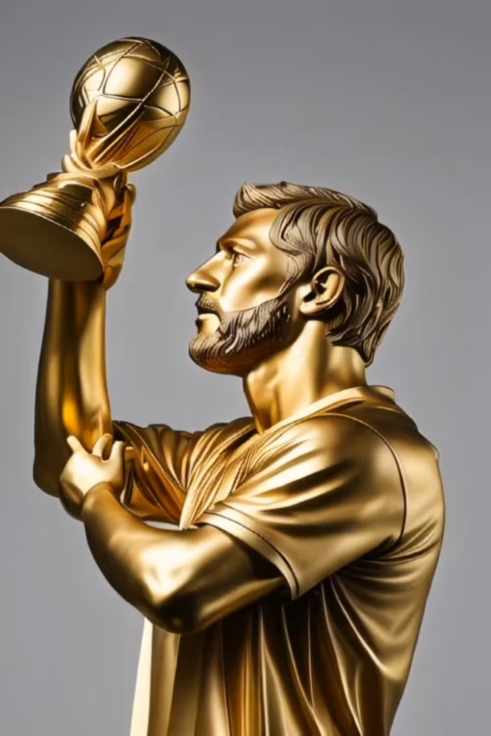 Messi with the Fifa World Cup, Qatar 2022 - Gold sculpture