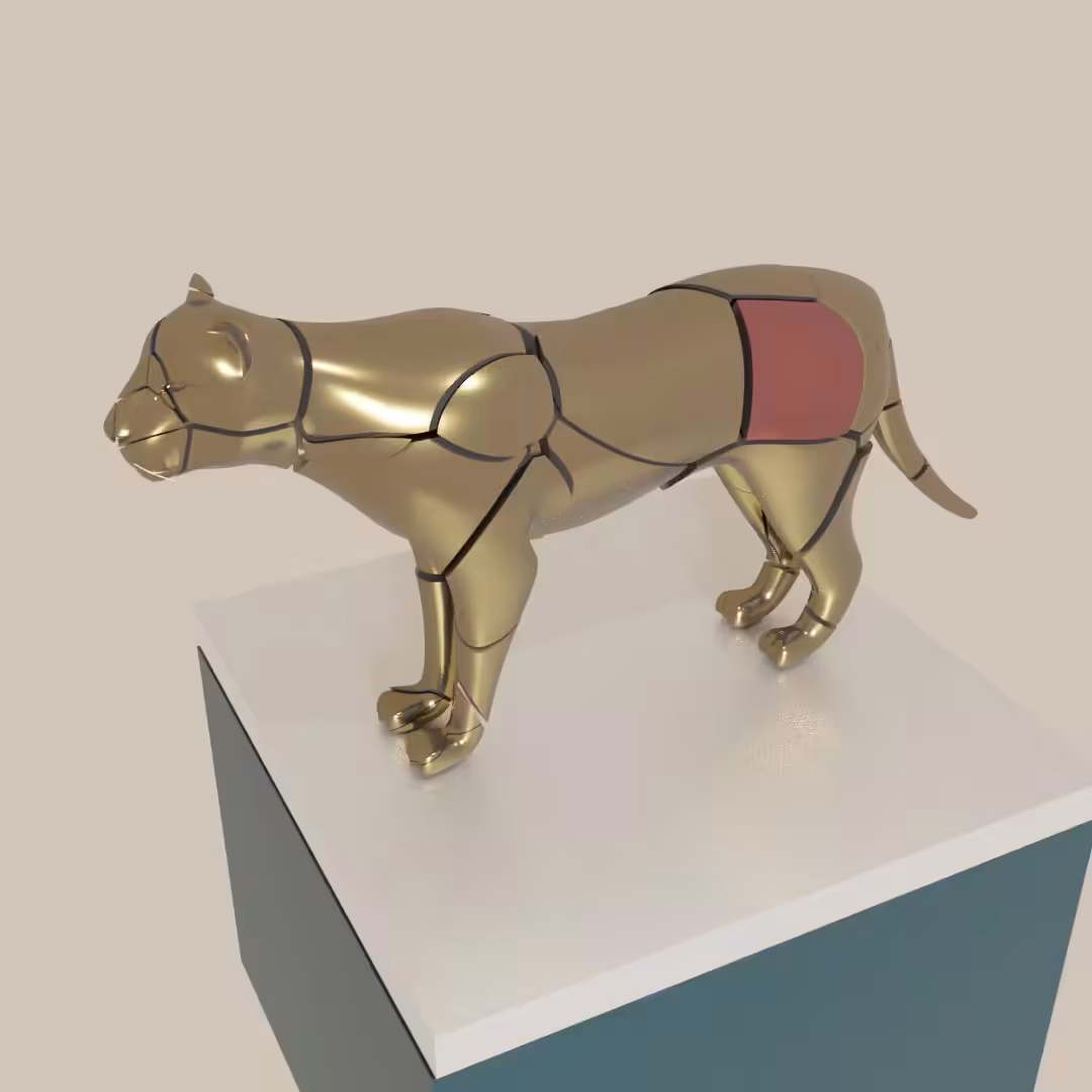 Turning - 3d Lion Fractured 