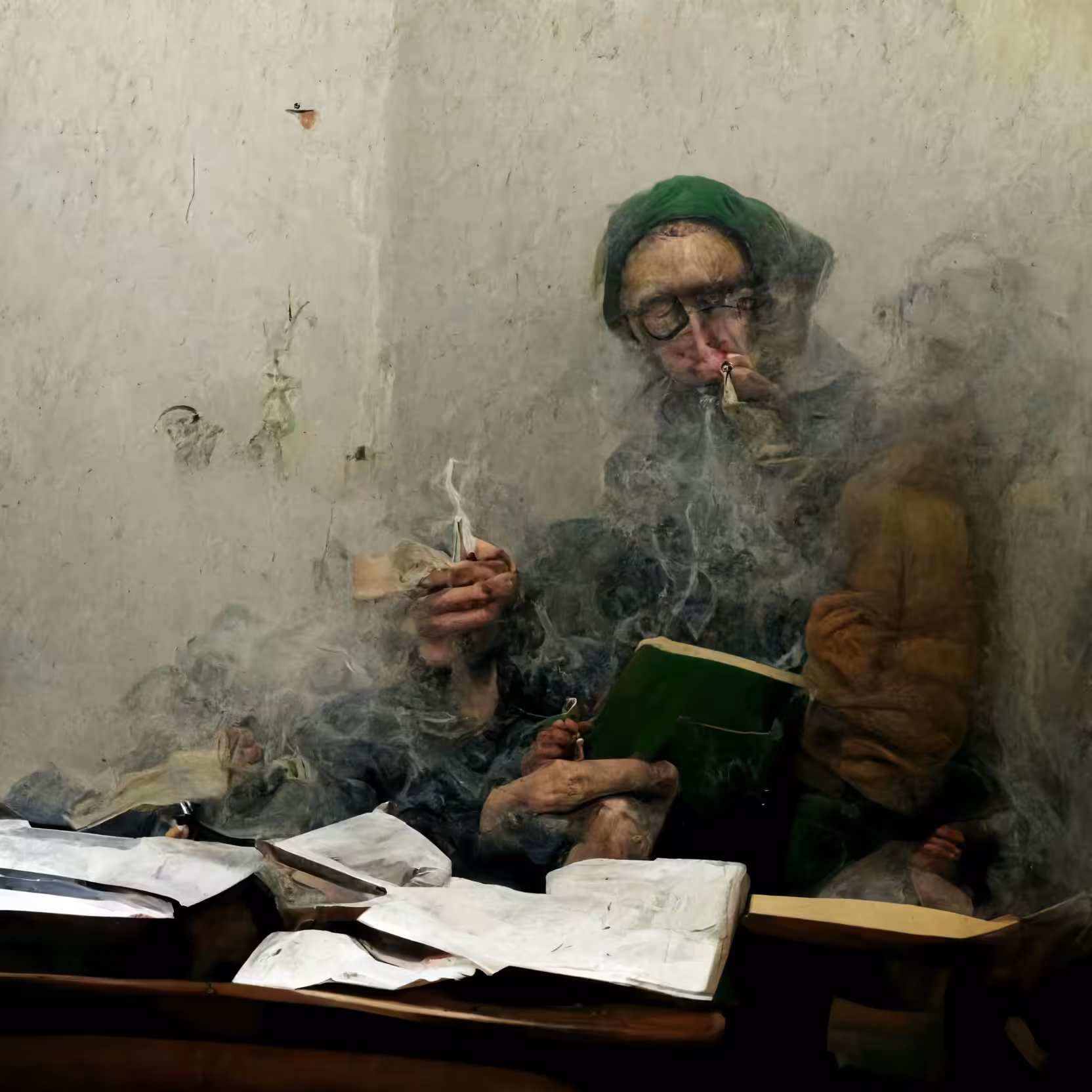 The Philosopher writing Voxels lore in his office