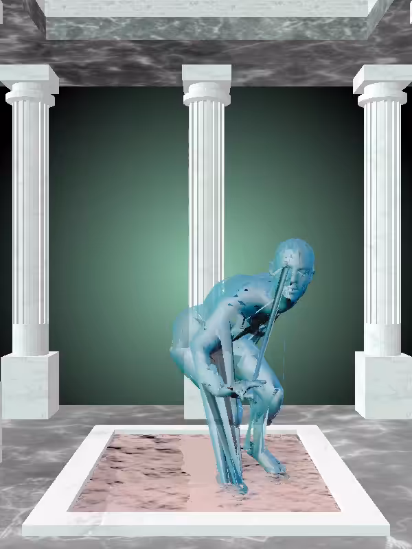 The Fading Sneaky Aqua Green Woman #6592