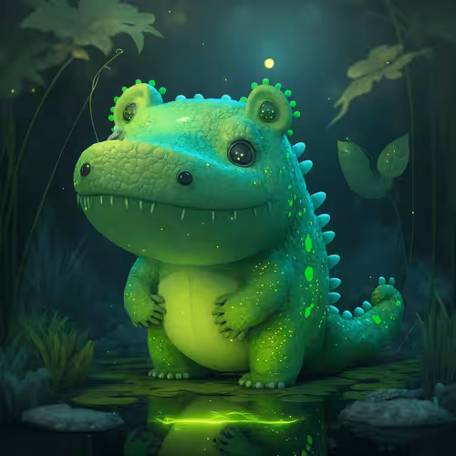 Neon Cute Pets: Little Crocodile