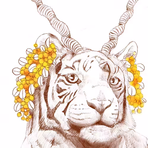 Horns x Animals-white tiger-